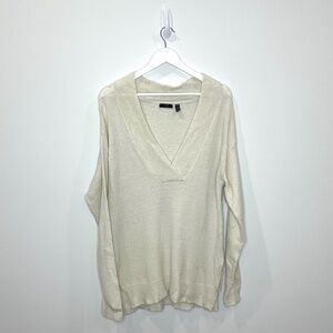 RDI Beige Deep V-Neck Tunic Knit Sweater